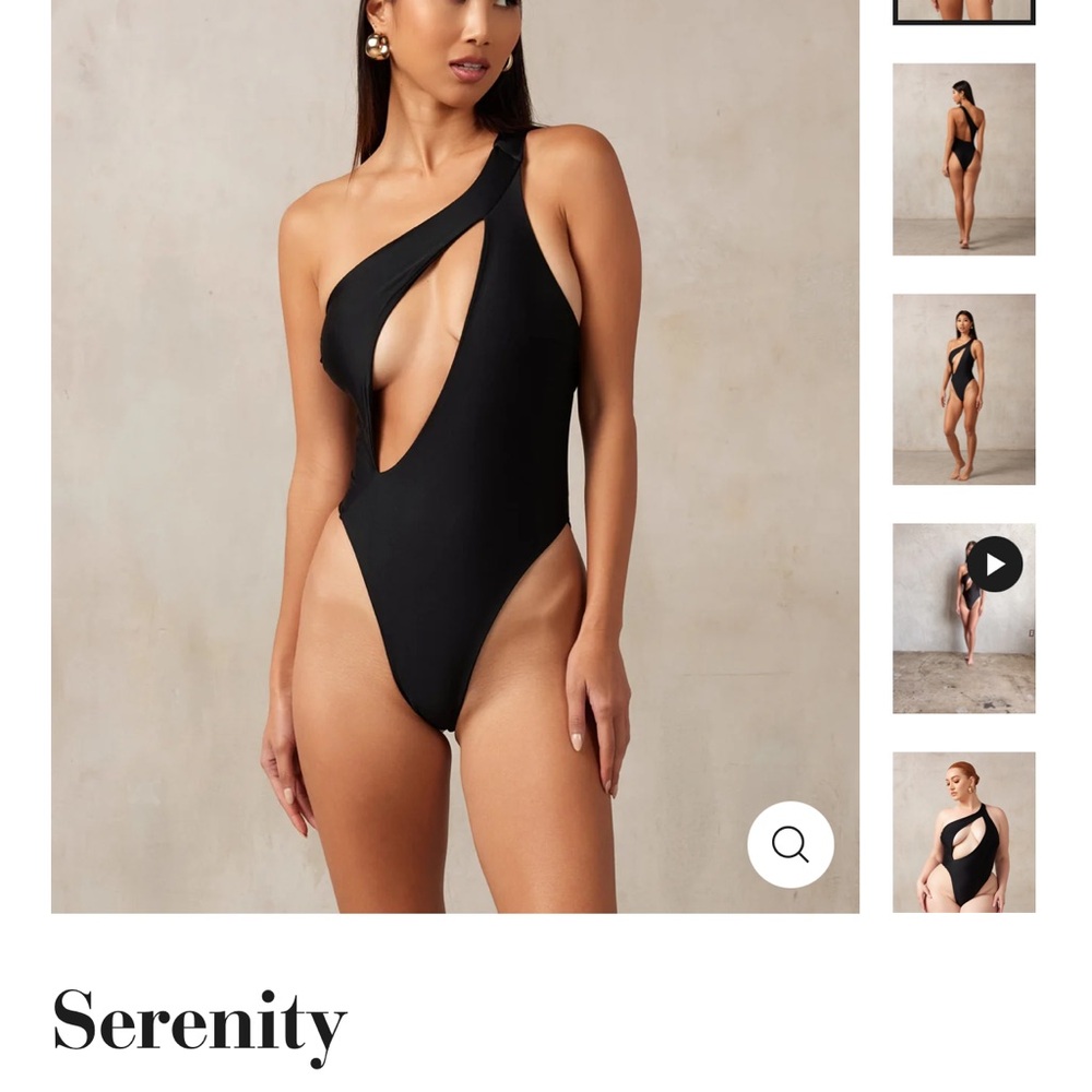 Serenity Black One-Shoulder Swimsuit